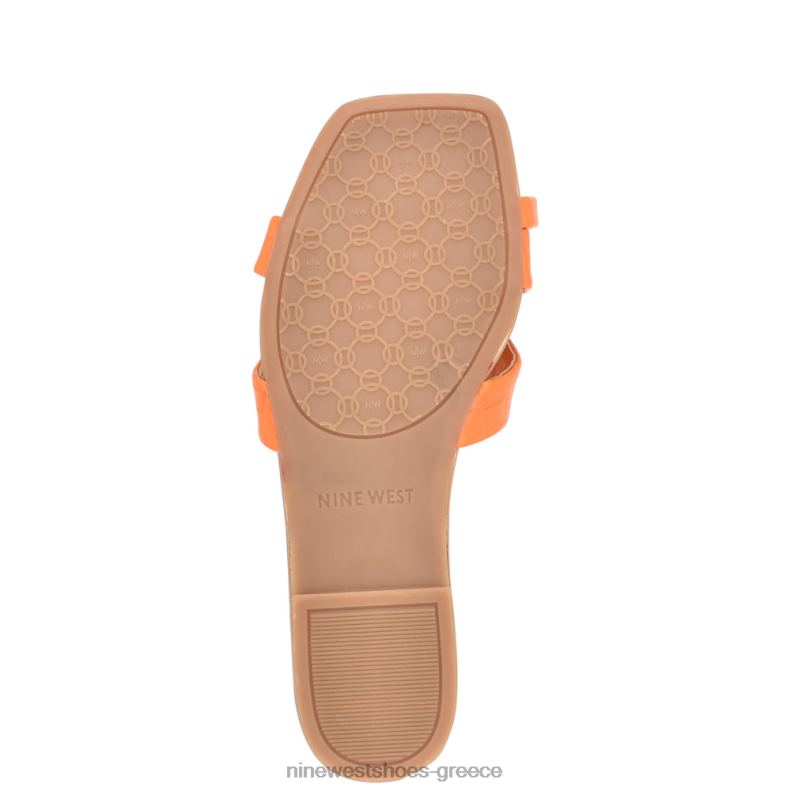 Nine West dotty flat slide σανδάλια 2JJ4N1074 πορτοκαλί ανάγλυφο κρόκο