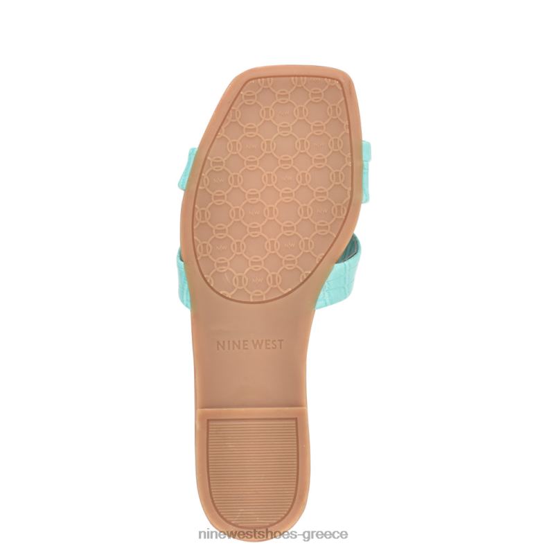 Nine West dotty flat slide σανδάλια 2JJ4N1076 ακουα μπλε ανάγλυφο κροκό