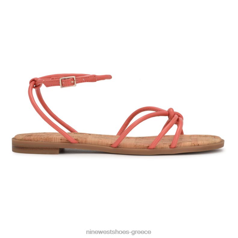 Nine West flat σανδάλια με λουράκι αστραγάλου 2JJ4N1071 κοράλλι