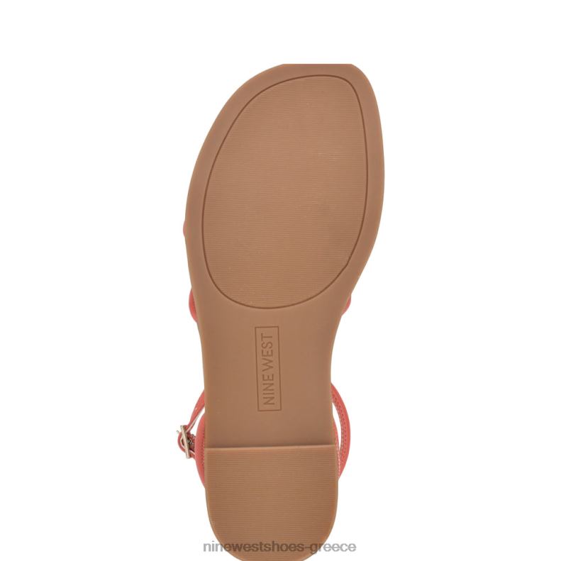 Nine West flat σανδάλια με λουράκι αστραγάλου 2JJ4N1071 κοράλλι