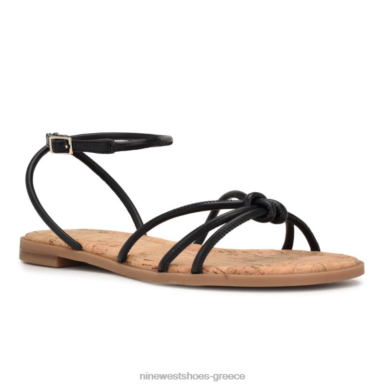 Nine West flat σανδάλια με λουράκι αστραγάλου 2JJ4N1072 μαύρος