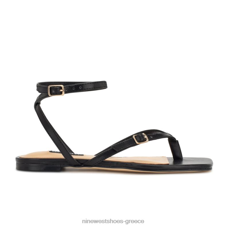 Nine West flat σανδάλια nelson ankle wrap 2JJ4N37 μαύρος