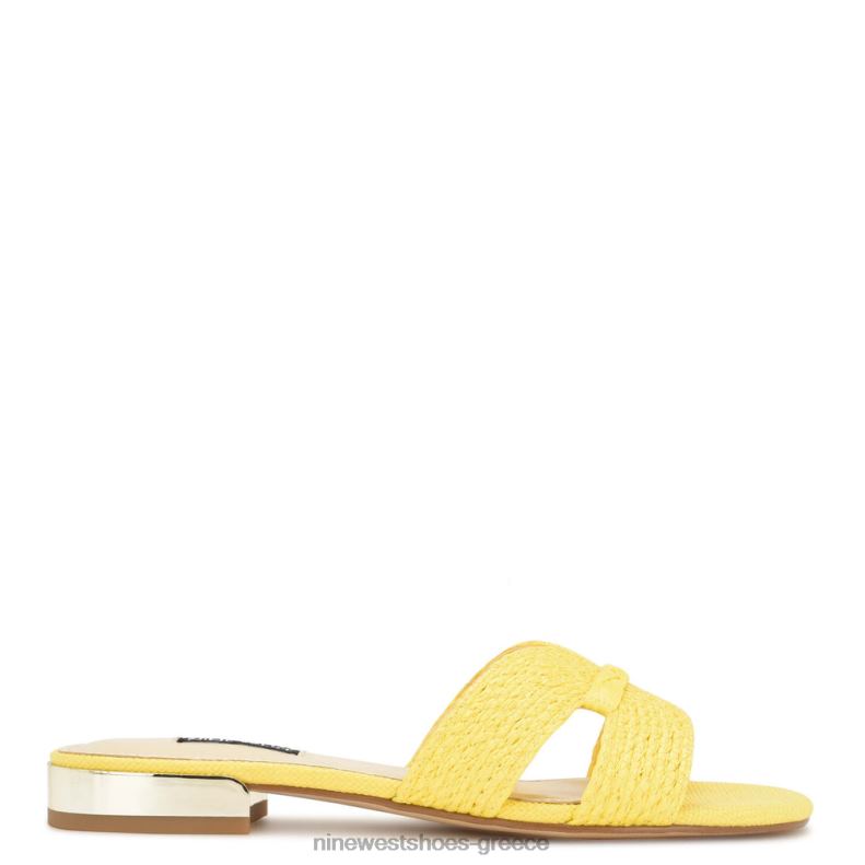 Nine West irenie flat slide σανδάλια 2JJ4N61 κίτρινος