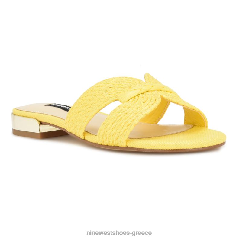 Nine West irenie flat slide σανδάλια 2JJ4N61 κίτρινος