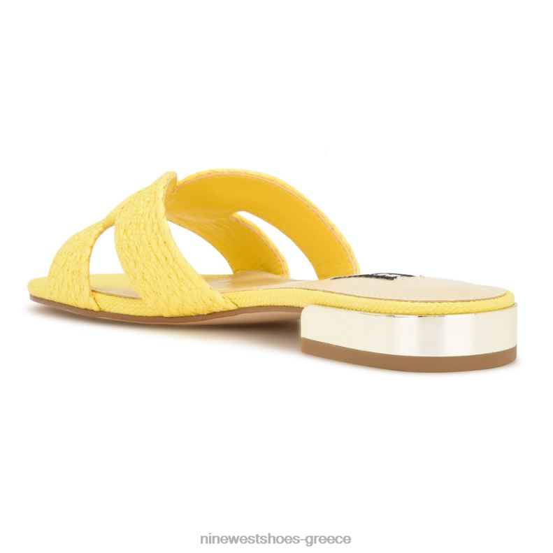 Nine West irenie flat slide σανδάλια 2JJ4N61 κίτρινος