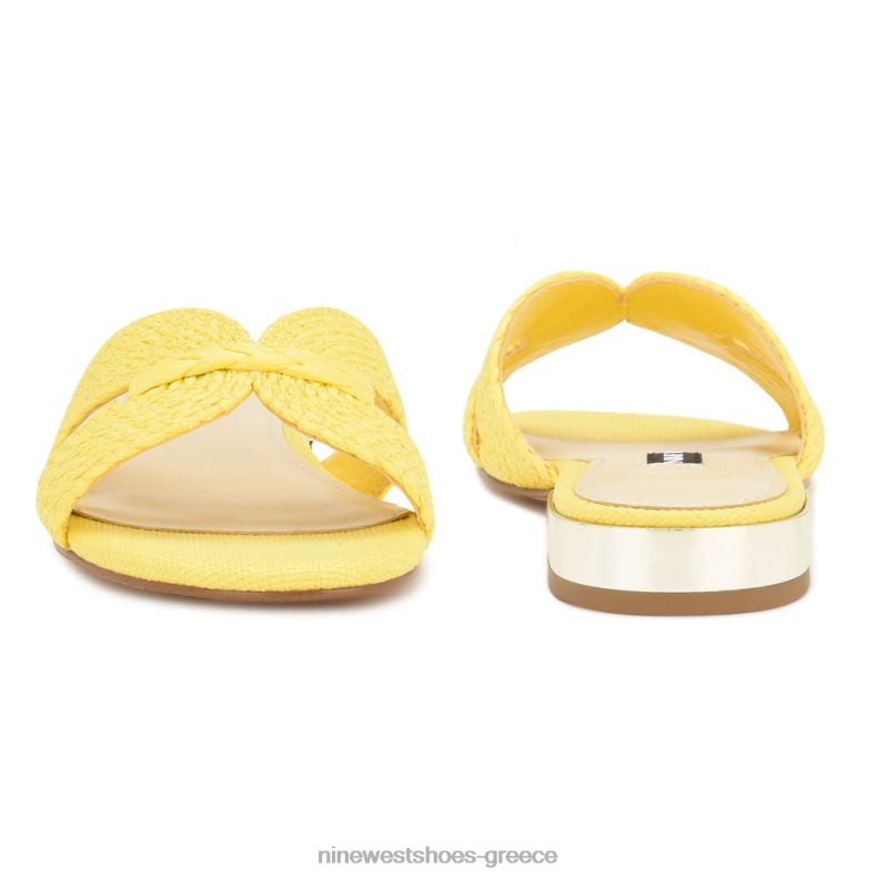 Nine West irenie flat slide σανδάλια 2JJ4N61 κίτρινος