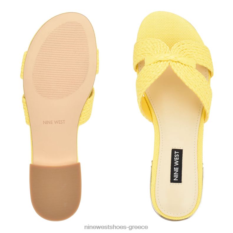 Nine West irenie flat slide σανδάλια 2JJ4N61 κίτρινος