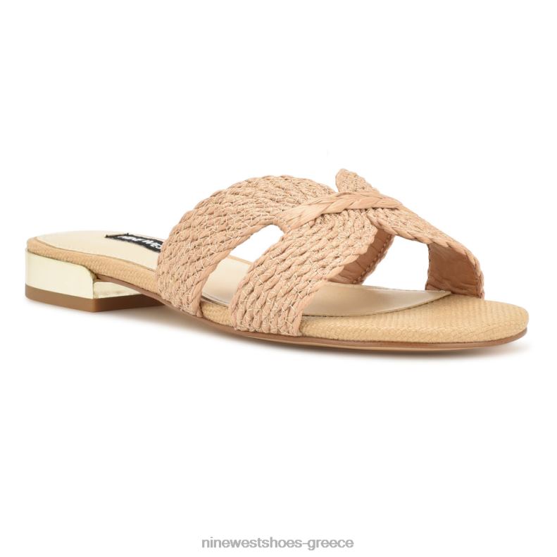 Nine West irenie flat slide σανδάλια 2JJ4N62 ελαφρύ φυσικό