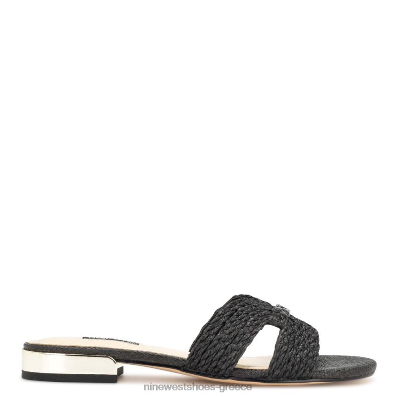 Nine West irenie flat slide σανδάλια 2JJ4N64 μαύρος