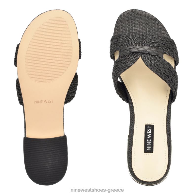 Nine West irenie flat slide σανδάλια 2JJ4N64 μαύρος