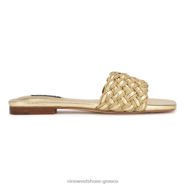 Nine West σανδάλια maci flat slide 2JJ4N7 χρυσός