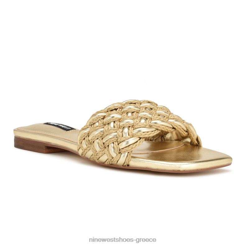 Nine West σανδάλια maci flat slide 2JJ4N7 χρυσός