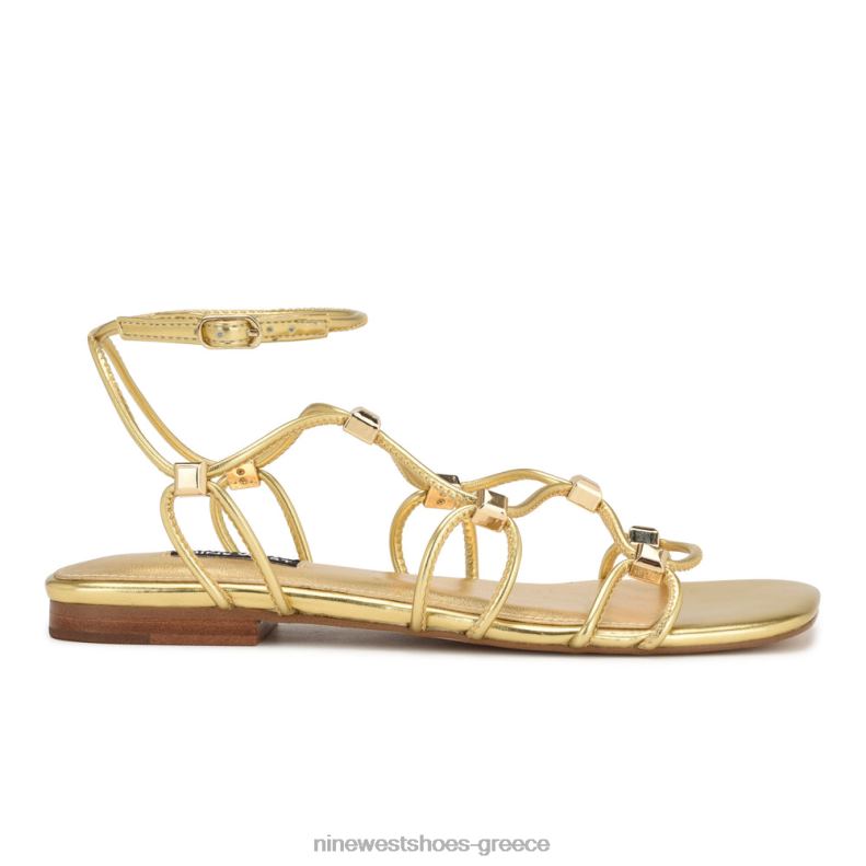 Nine West majah strappy flat σανδάλια 2JJ4N17 χρυσός