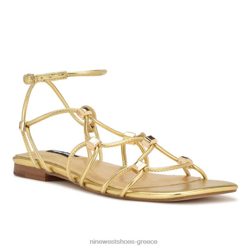 Nine West majah strappy flat σανδάλια 2JJ4N17 χρυσός