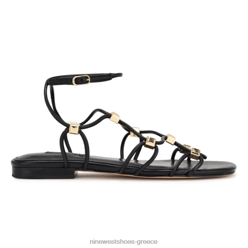 Nine West majah strappy flat σανδάλια 2JJ4N18 μαύρος