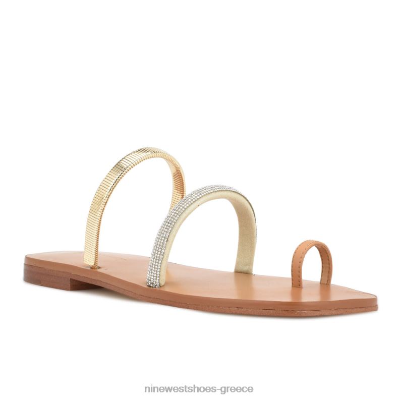 Nine West σανδάλια mavis flat slide 2JJ4N3 φυσικό κρύσταλλο χρυσού