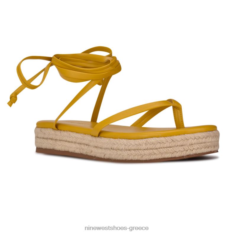 Nine West επίπεδα σανδάλια monee ankle wrap 2JJ4N95 κίτρινος