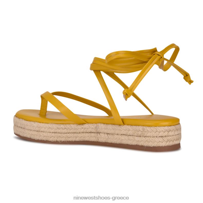 Nine West επίπεδα σανδάλια monee ankle wrap 2JJ4N95 κίτρινος