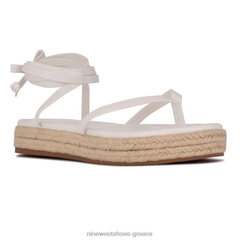 Nine West επίπεδα σανδάλια monee ankle wrap 2JJ4N96 άσπρο