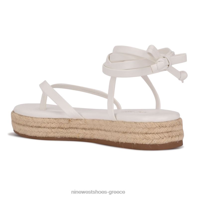 Nine West επίπεδα σανδάλια monee ankle wrap 2JJ4N96 άσπρο