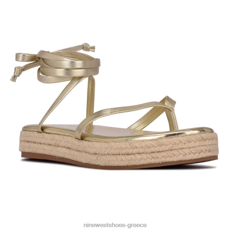 Nine West επίπεδα σανδάλια monee ankle wrap 2JJ4N97 πλατίνο