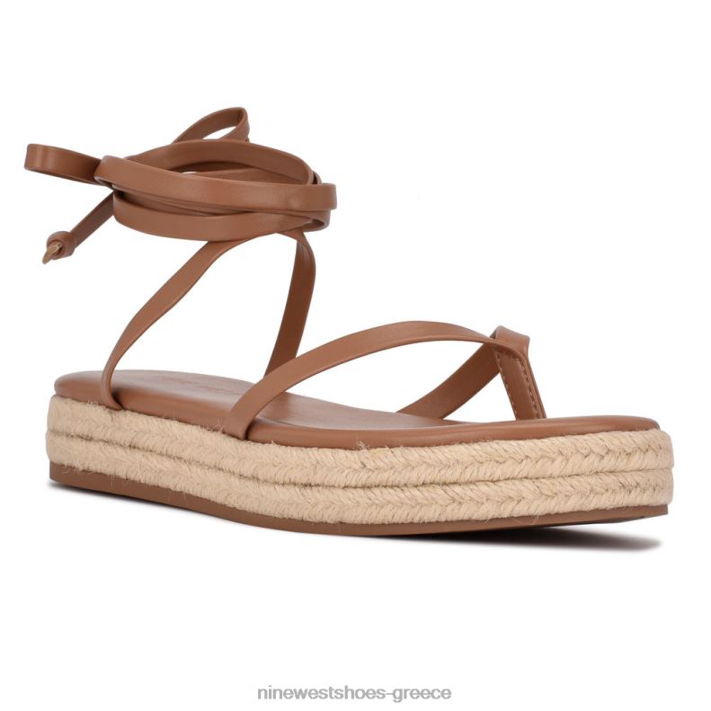 Nine West επίπεδα σανδάλια monee ankle wrap 2JJ4N98 φυσικός