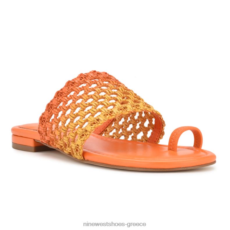 Nine West nolah flat slide σανδάλια 2JJ4N33 πορτοκαλί κίτρινο ombre