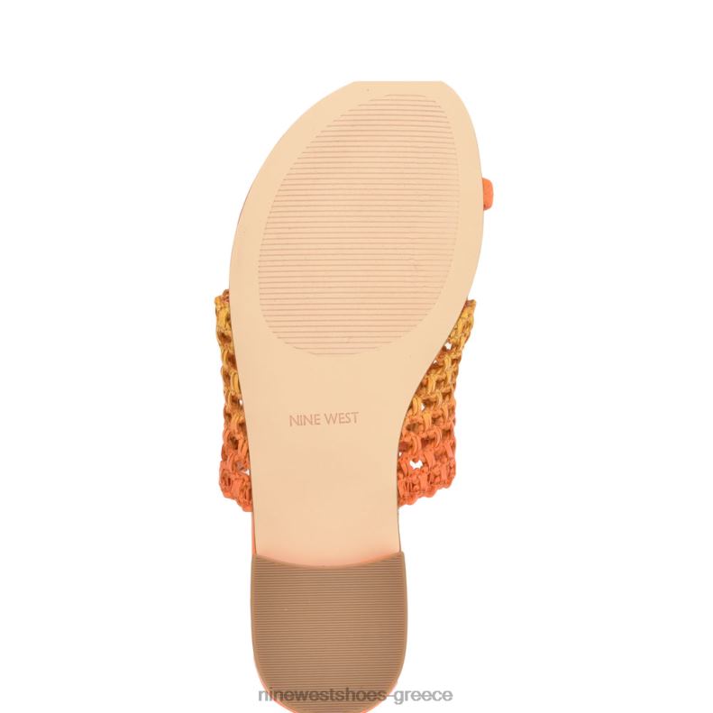 Nine West nolah flat slide σανδάλια 2JJ4N33 πορτοκαλί κίτρινο ombre