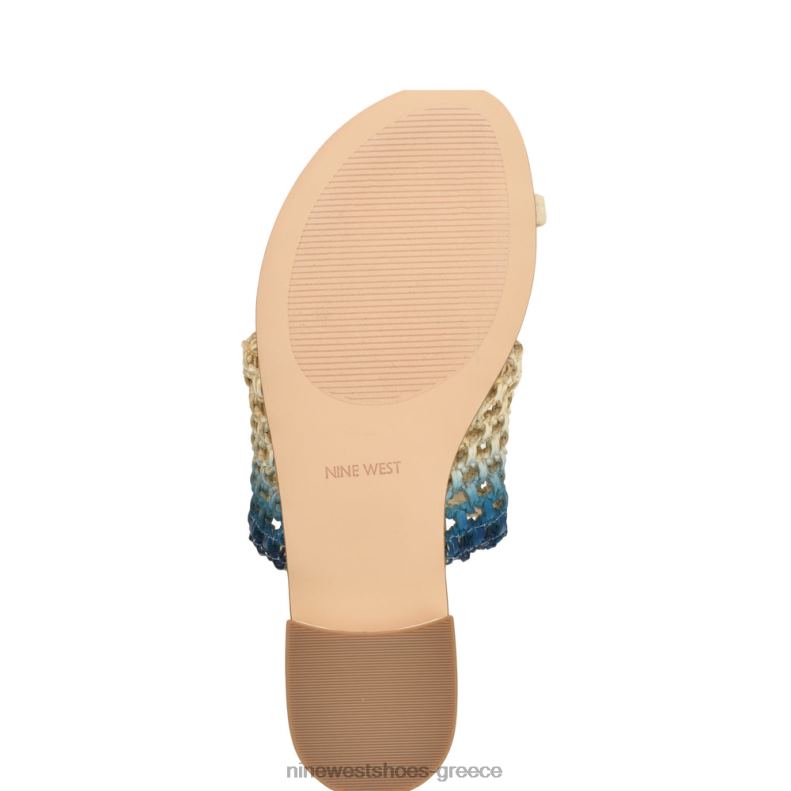 Nine West nolah flat slide σανδάλια 2JJ4N34 κρεμ μπλε ombre