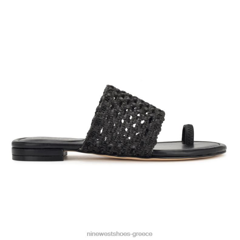 Nine West nolah flat slide σανδάλια 2JJ4N35 μαύρο υφαντό