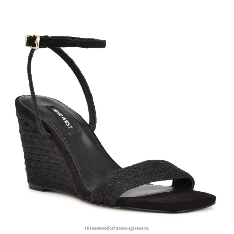 Nine West σανδάλια nile wedge 2JJ4N830 μαύρο υφαντό