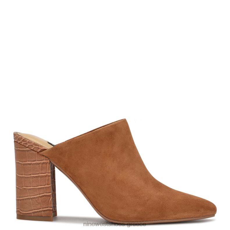 Nine West αριάνο τακούνια clog mules 2JJ4N694 κονιάκ σουέτ/κροκό