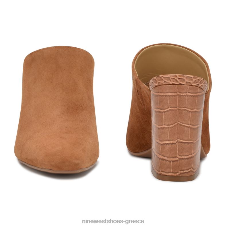 Nine West αριάνο τακούνια clog mules 2JJ4N694 κονιάκ σουέτ/κροκό