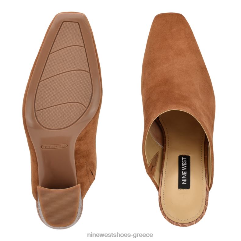 Nine West αριάνο τακούνια clog mules 2JJ4N694 κονιάκ σουέτ/κροκό