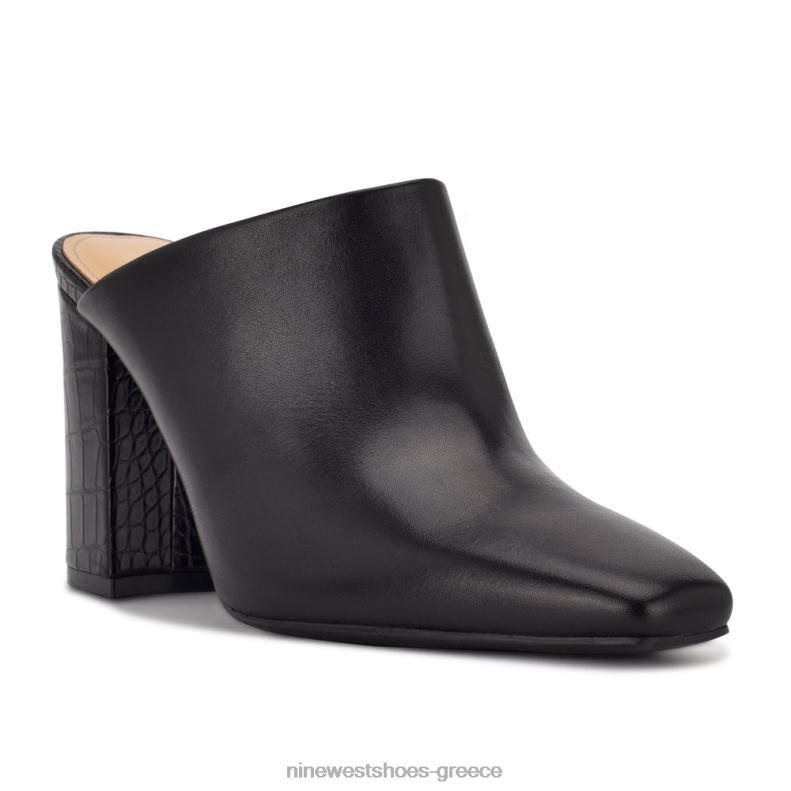 Nine West αριάνο τακούνια clog mules 2JJ4N695 μαύρο δέρμα