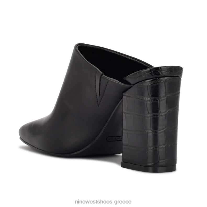 Nine West αριάνο τακούνια clog mules 2JJ4N695 μαύρο δέρμα