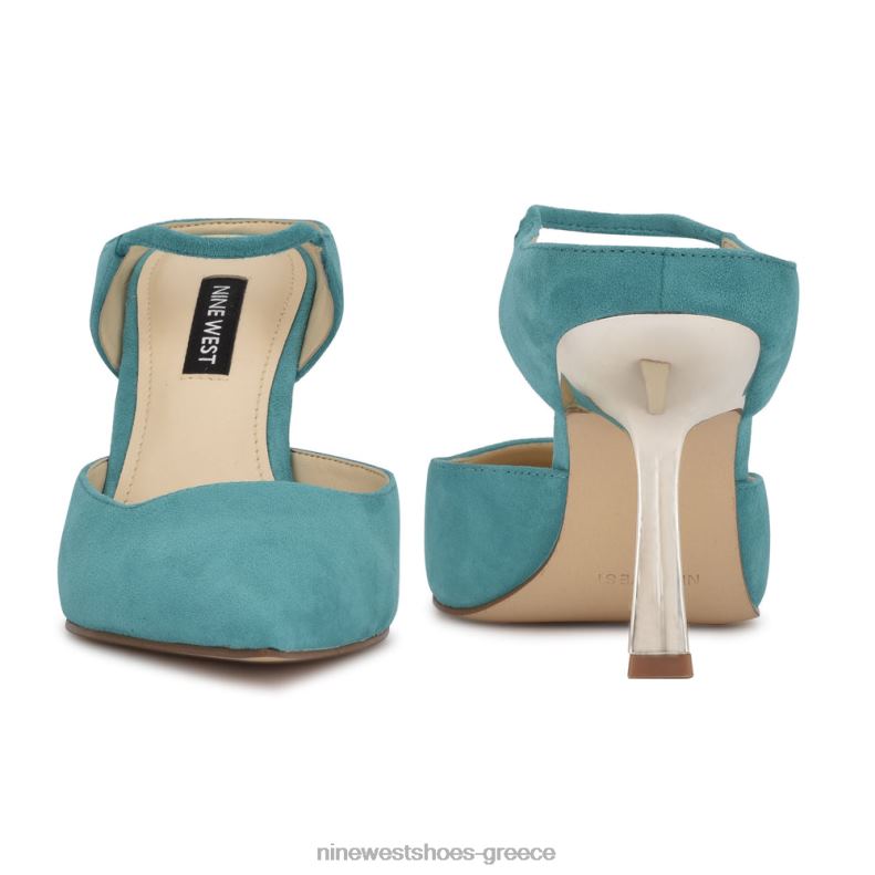 Nine West madys heeled mules 2JJ4N1932 τιρκουάζ σουέτ