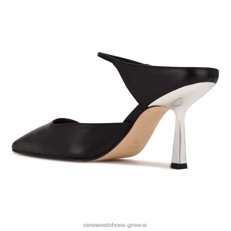 Nine West madys heeled mules 2JJ4N1933 μαύρο δέρμα