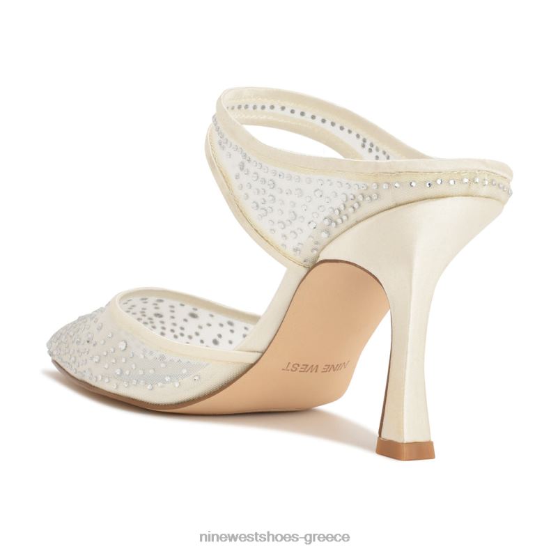 Nine West μουλάρια με τακούνια saren 2JJ4N1883 ιβουάρ σατέν κρύσταλλο