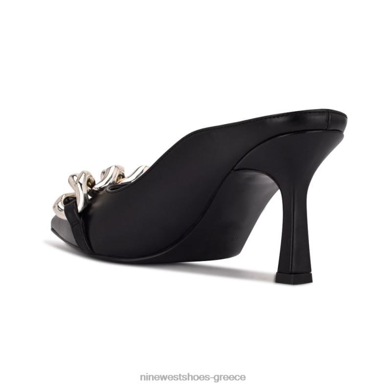 Nine West sauci heel mules 2JJ4N2231 μαύρο δέρμα