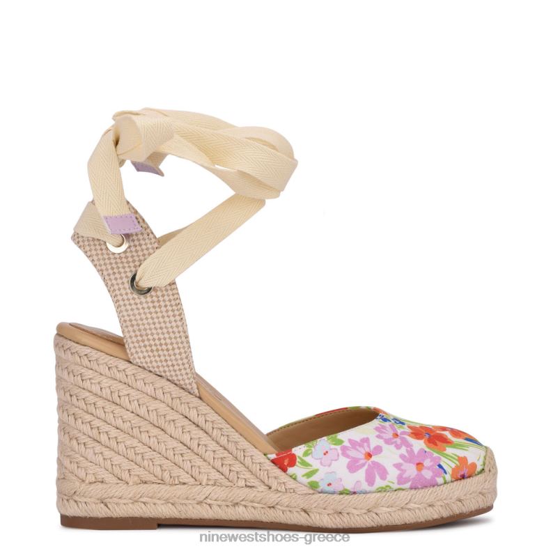 Nine West φίλος αστράγαλος wrap εσπαντρίγγια wedge σανδάλια 2JJ4N842 λευκό λουλουδάτο - Κάντε κλικ στην εικόνα για κλείσιμο