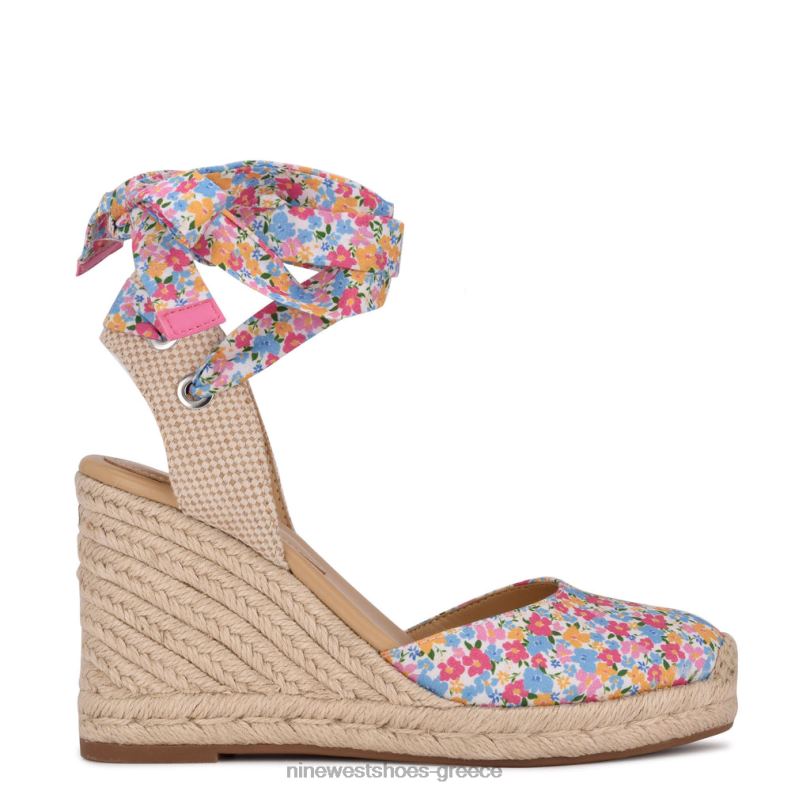 Nine West φίλος αστράγαλος wrap εσπαντρίγγια wedge σανδάλια 2JJ4N843 ditzy floral