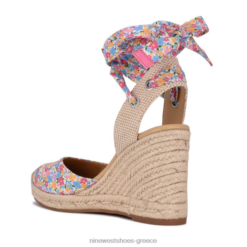 Nine West φίλος αστράγαλος wrap εσπαντρίγγια wedge σανδάλια 2JJ4N843 ditzy floral