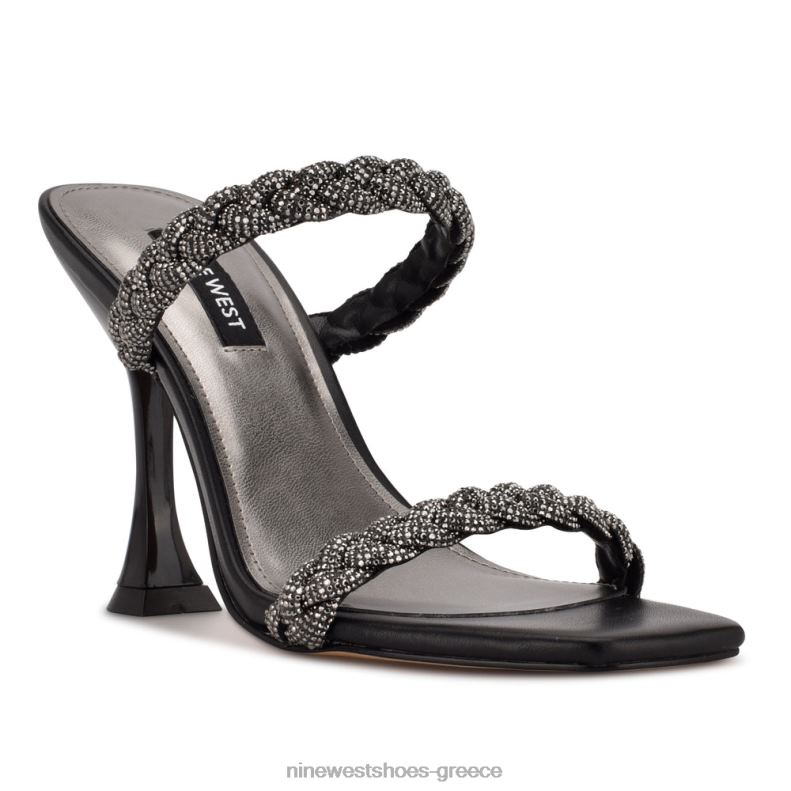 Nine West πέδιλα με φερμουάρ με τακούνι 2JJ4N1809 μαύρο κρύσταλλο