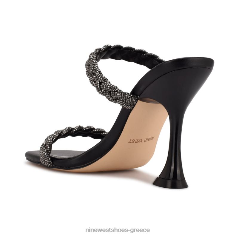 Nine West πέδιλα με φερμουάρ με τακούνι 2JJ4N1809 μαύρο κρύσταλλο