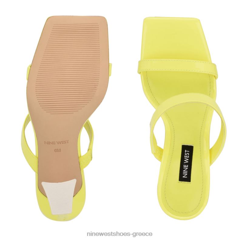 Nine West πέδιλα με τακούνι darla slide 2JJ4N737 κίτρινη πατέντα