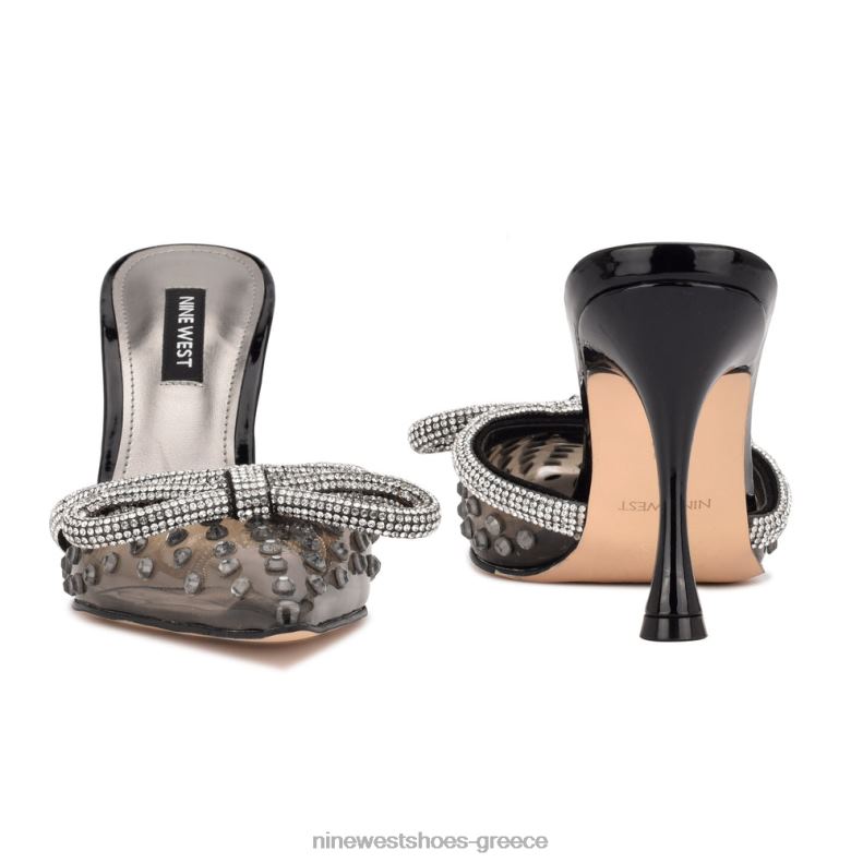 Nine West διαφάνειες με τακούνι nanita 2JJ4N1889 μαύρο/καπνό κρύσταλλο