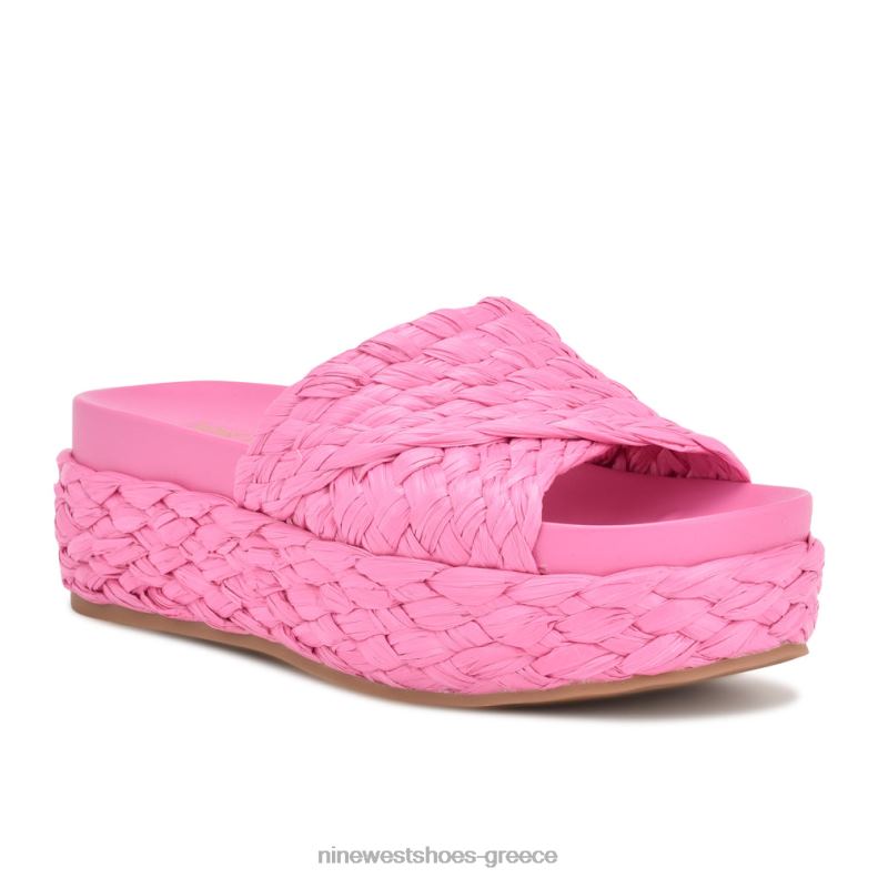 Nine West σανδάλια slide canni espadrille 2JJ4N646 ροζ ράφια