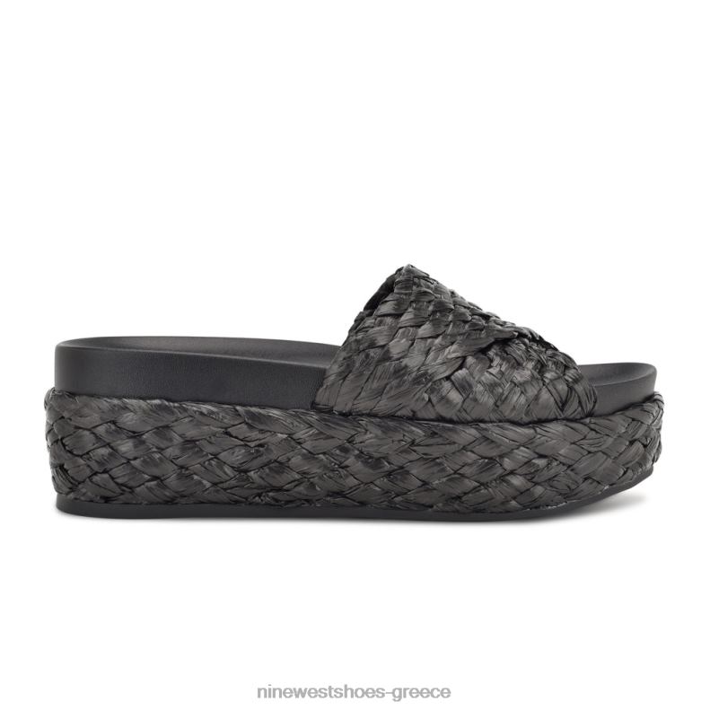 Nine West σανδάλια slide canni espadrille 2JJ4N649 μαύρη ραφιά