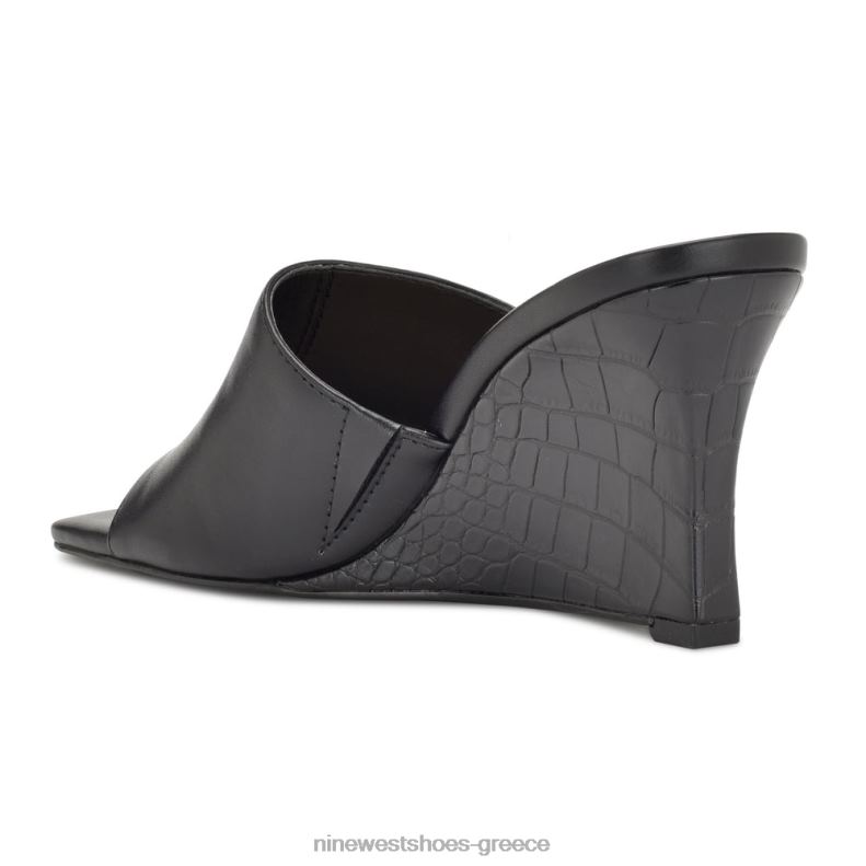 Nine West σανδάλια slide rovah wedge 2JJ4N683 μαύρος